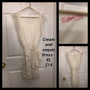 Cream and Sequin dress - XL